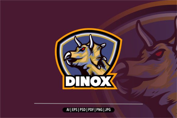 Dinosaur Triceratops Mascot Logo Gaming