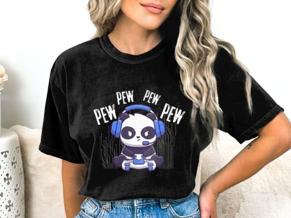 Gaming Panda Pew Pew Gamer Design: A Playful Digital Asset for Modern Merchandise