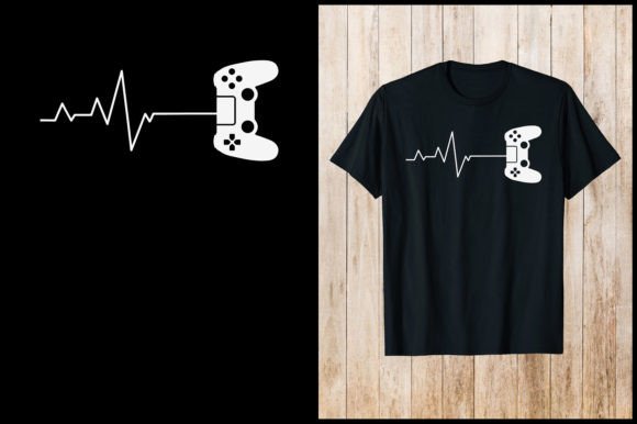 Heartbeat Line With Gaming T-Shirt Design: Where Passion Meets Print-Ready Precision