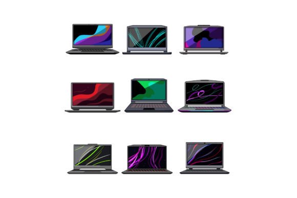 Laptop Gaming Set Cartoon Vector: Everyday Applications for Creators and Businesses