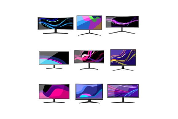 Monitor PC Gaming Set Cartoon Vector: A Designer's Asset