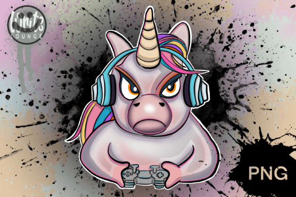 Unicorn Gaming Gamer: Grumpy Unicorn Playing Video Games