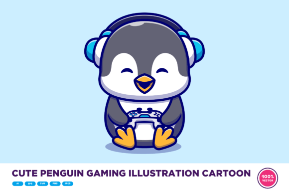 Your Next Design Project Needs This Cute Penguin Gaming Illustration